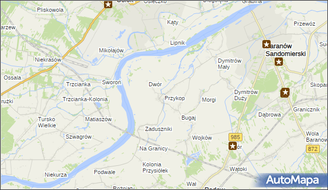 mapa Przykop gmina Padew Narodowa, Przykop gmina Padew Narodowa na mapie Targeo