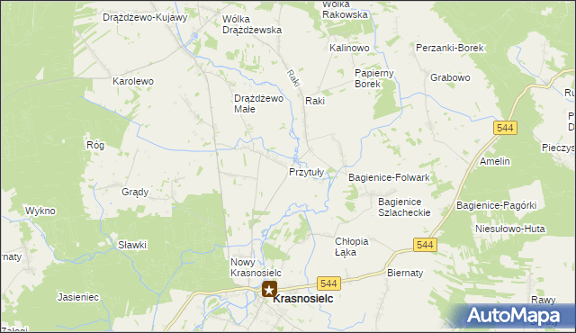 mapa Przytuły gmina Krasnosielc, Przytuły gmina Krasnosielc na mapie Targeo