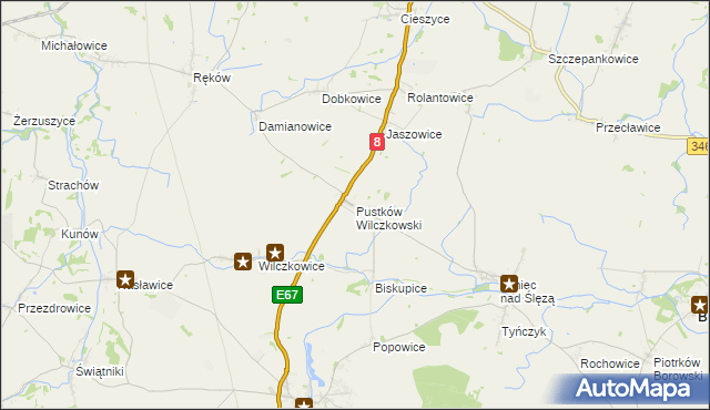 mapa Pustków Wilczkowski, Pustków Wilczkowski na mapie Targeo