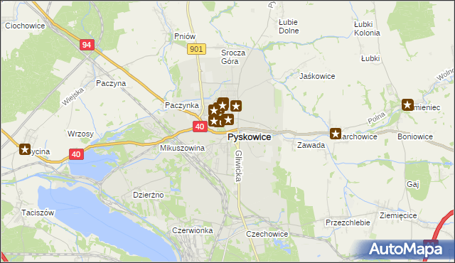 mapa Pyskowice powiat gliwicki, Pyskowice powiat gliwicki na mapie Targeo