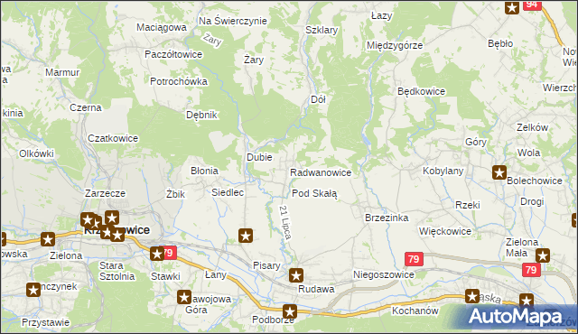 mapa Radwanowice, Radwanowice na mapie Targeo
