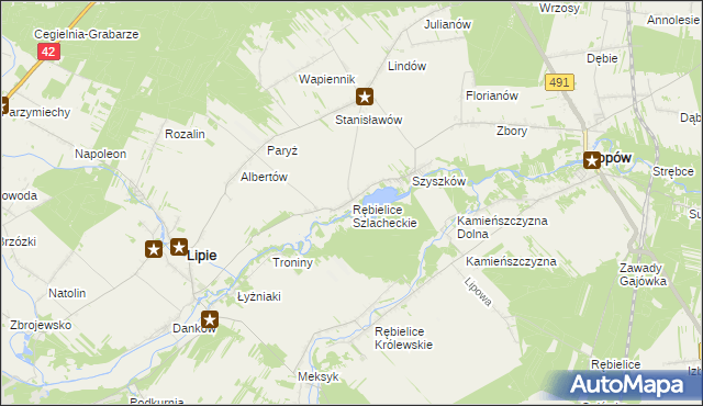 mapa Rębielice Szlacheckie, Rębielice Szlacheckie na mapie Targeo