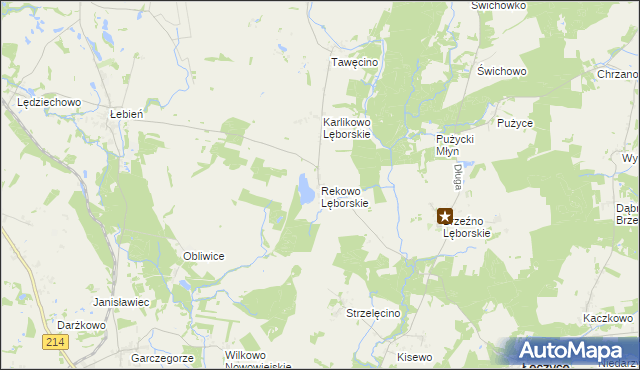 mapa Rekowo Lęborskie, Rekowo Lęborskie na mapie Targeo