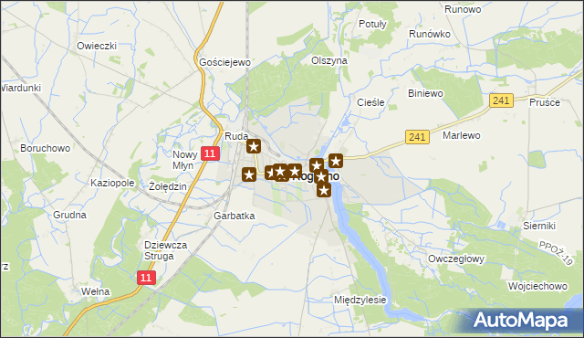 mapa Rogoźno powiat obornicki, Rogoźno powiat obornicki na mapie Targeo