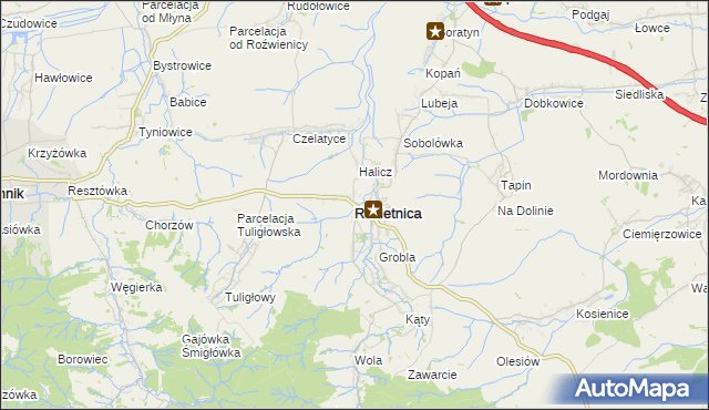 mapa Rokietnica powiat jarosławski, Rokietnica powiat jarosławski na mapie Targeo