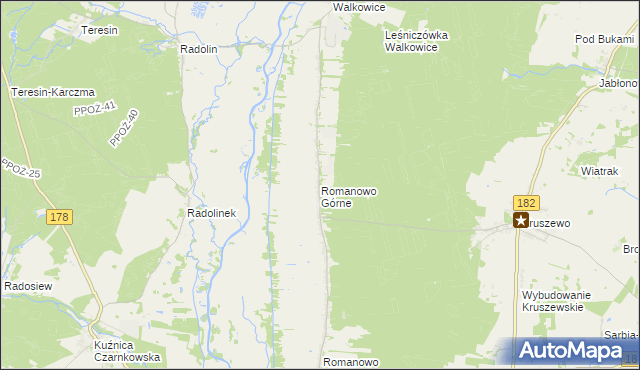 mapa Romanowo Górne, Romanowo Górne na mapie Targeo