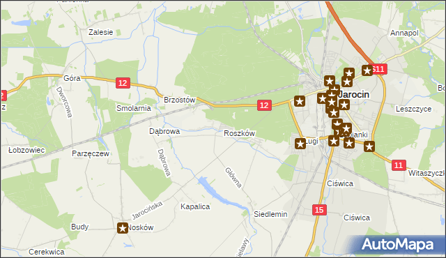 mapa Roszków gmina Jarocin, Roszków gmina Jarocin na mapie Targeo