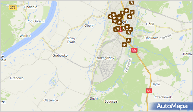 mapa Rozpędziny, Rozpędziny na mapie Targeo