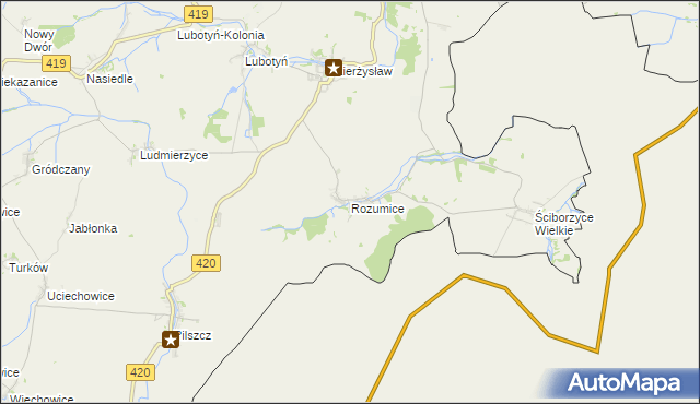 mapa Rozumice, Rozumice na mapie Targeo