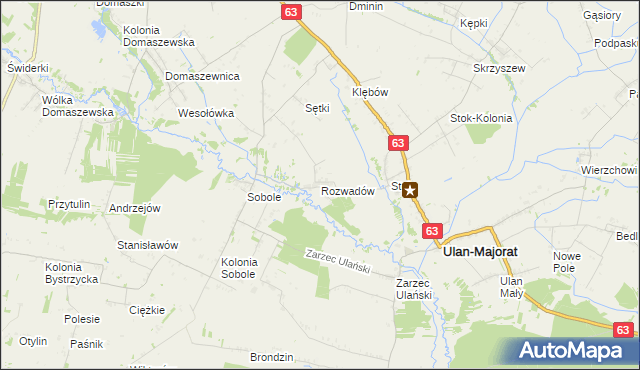 mapa Rozwadów gmina Ulan-Majorat, Rozwadów gmina Ulan-Majorat na mapie Targeo