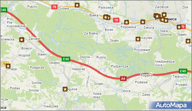 mapa Rudno gmina Krzeszowice, Rudno gmina Krzeszowice na mapie Targeo