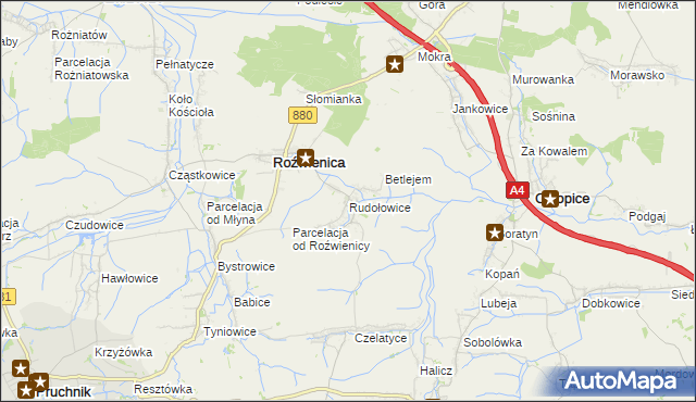 mapa Rudołowice, Rudołowice na mapie Targeo