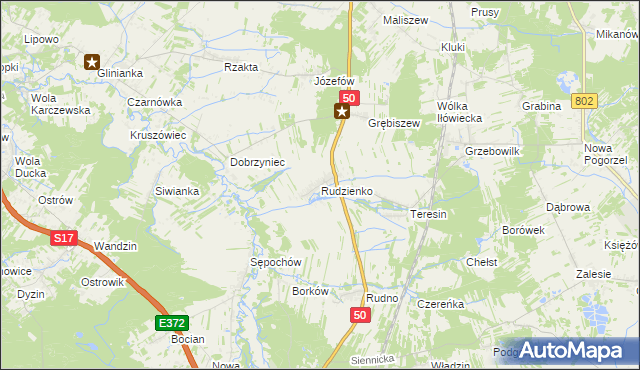 mapa Rudzienko gmina Kołbiel, Rudzienko gmina Kołbiel na mapie Targeo