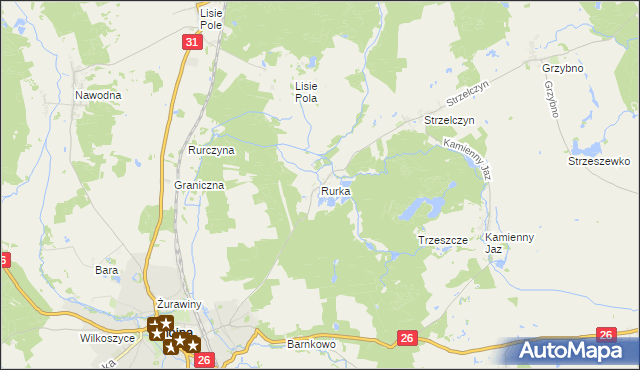 mapa Rurka gmina Chojna, Rurka gmina Chojna na mapie Targeo