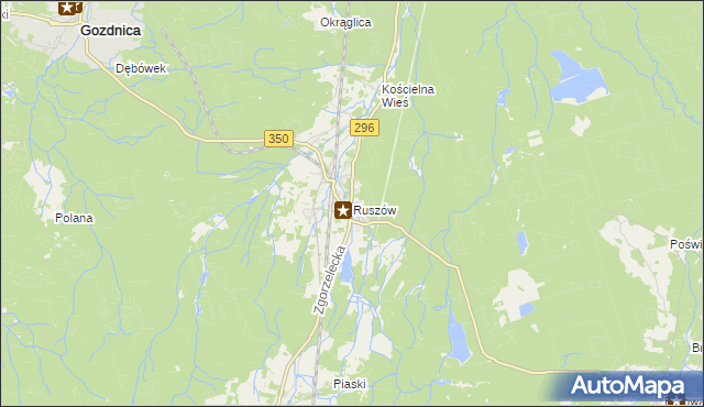 mapa Ruszów gmina Węgliniec, Ruszów gmina Węgliniec na mapie Targeo