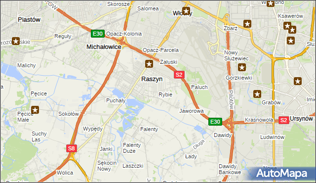 mapa Rybie gmina Raszyn, Rybie gmina Raszyn na mapie Targeo