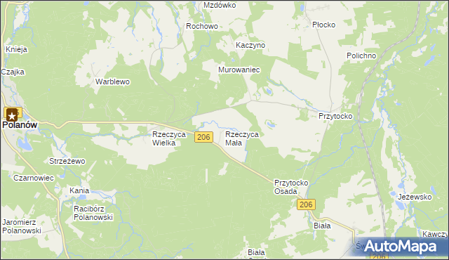 mapa Rzeczyca Mała, Rzeczyca Mała na mapie Targeo