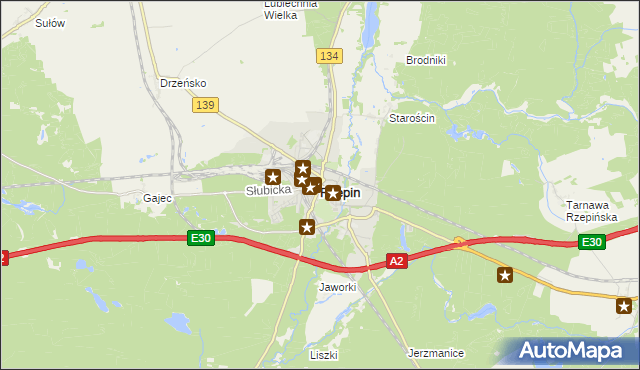 mapa Rzepin, Rzepin na mapie Targeo