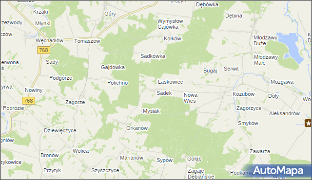 mapa Sadek gmina Pińczów, Sadek gmina Pińczów na mapie Targeo