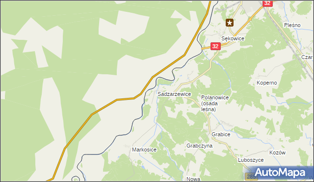 mapa Sadzarzewice, Sadzarzewice na mapie Targeo