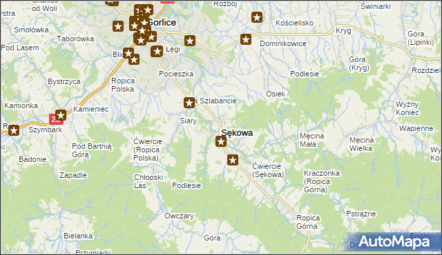 mapa Sękowa, Sękowa na mapie Targeo