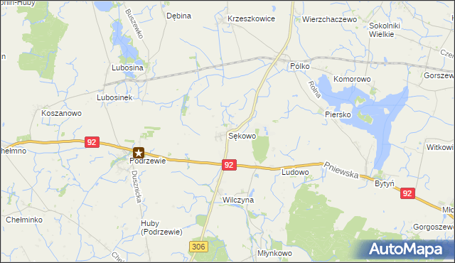 mapa Sękowo gmina Duszniki, Sękowo gmina Duszniki na mapie Targeo