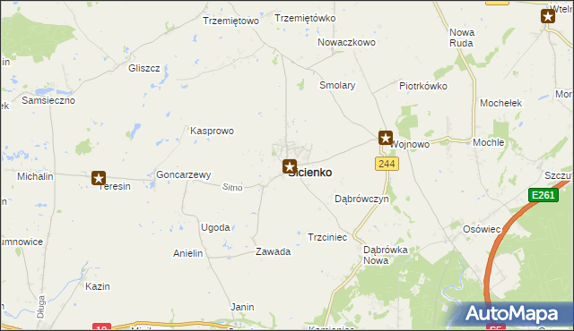 mapa Sicienko powiat bydgoski, Sicienko powiat bydgoski na mapie Targeo