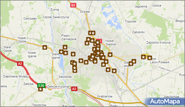 mapa Siedlce, Siedlce na mapie Targeo