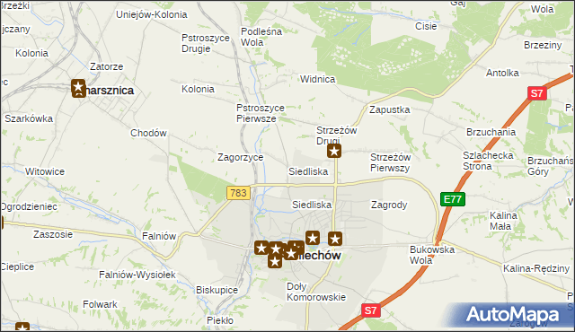 mapa Siedliska gmina Miechów, Siedliska gmina Miechów na mapie Targeo
