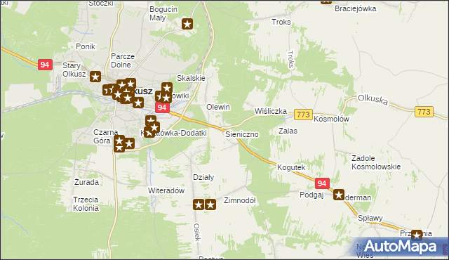 mapa Sieniczno, Sieniczno na mapie Targeo