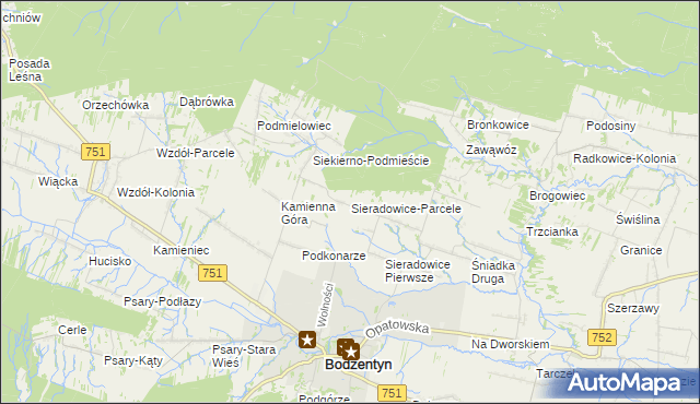 mapa Sieradowice-Parcele, Sieradowice-Parcele na mapie Targeo