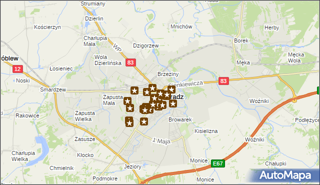 mapa Sieradz, Sieradz na mapie Targeo