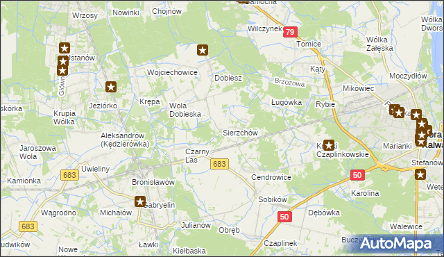 mapa Sierzchów gmina Góra Kalwaria, Sierzchów gmina Góra Kalwaria na mapie Targeo