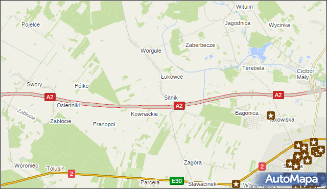 mapa Sitnik gmina Biała Podlaska, Sitnik gmina Biała Podlaska na mapie Targeo