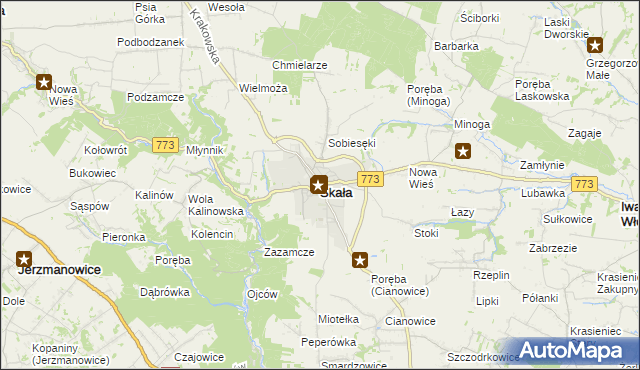 mapa Skała powiat krakowski, Skała powiat krakowski na mapie Targeo
