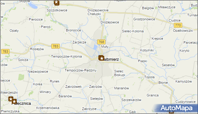 mapa Skalbmierz, Skalbmierz na mapie Targeo