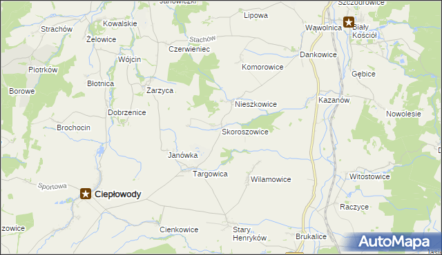 mapa Skoroszowice, Skoroszowice na mapie Targeo