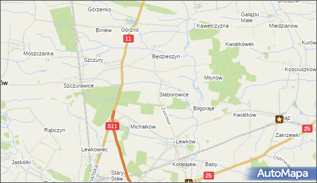 mapa Słaborowice, Słaborowice na mapie Targeo