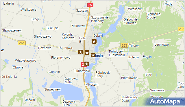 mapa Ślesin powiat koniński, Ślesin powiat koniński na mapie Targeo