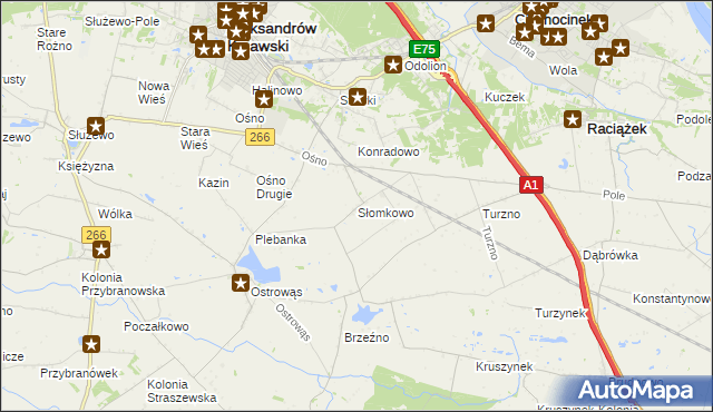 mapa Słomkowo gmina Aleksandrów Kujawski, Słomkowo gmina Aleksandrów Kujawski na mapie Targeo