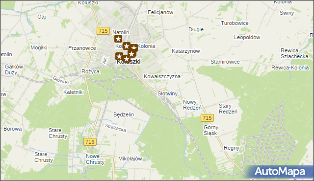 mapa Słotwiny gmina Koluszki, Słotwiny gmina Koluszki na mapie Targeo