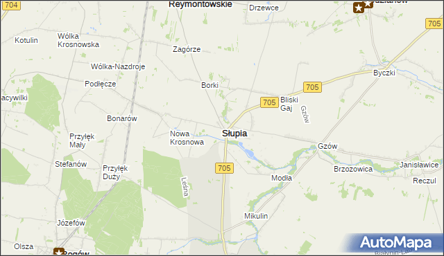 mapa Słupia powiat skierniewicki, Słupia powiat skierniewicki na mapie Targeo