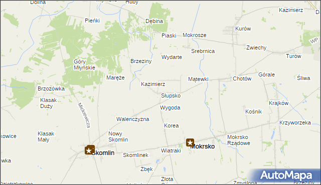 mapa Słupsko gmina Mokrsko, Słupsko gmina Mokrsko na mapie Targeo