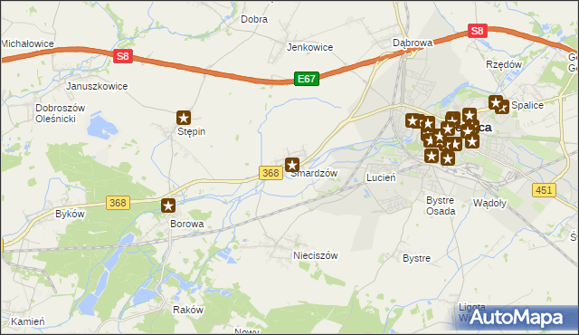 mapa Smardzów gmina Oleśnica, Smardzów gmina Oleśnica na mapie Targeo