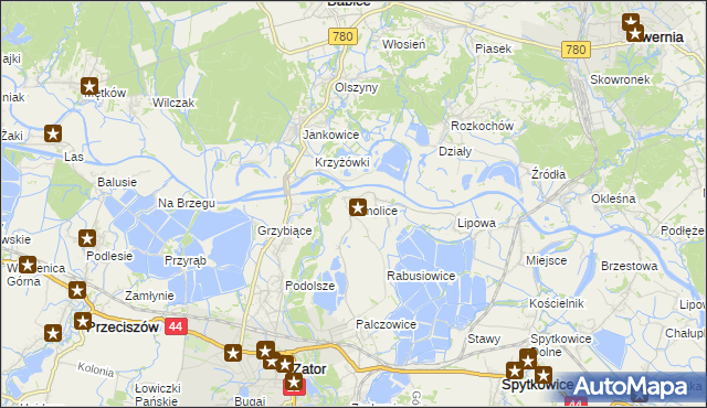 mapa Smolice gmina Zator, Smolice gmina Zator na mapie Targeo