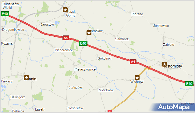 mapa Sokolniki gmina Udanin, Sokolniki gmina Udanin na mapie Targeo