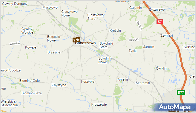 mapa Sokolniki Nowe, Sokolniki Nowe na mapie Targeo