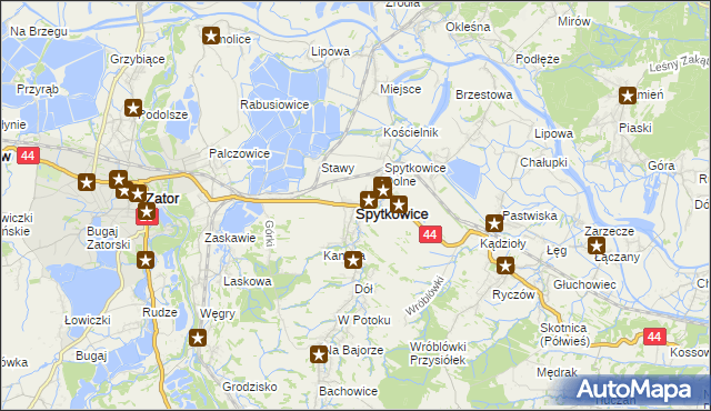 mapa Spytkowice powiat wadowicki, Spytkowice powiat wadowicki na mapie Targeo