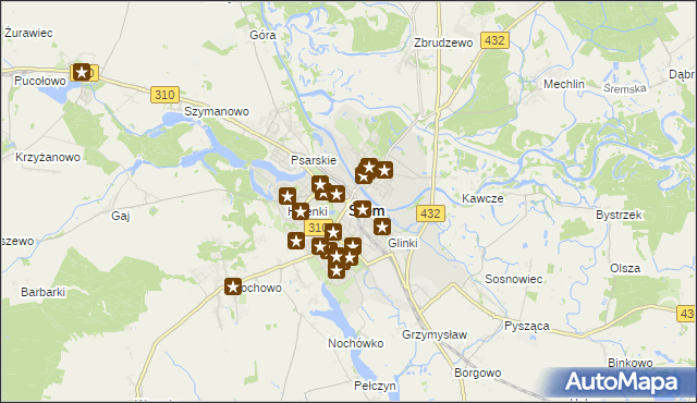 mapa Śrem, Śrem na mapie Targeo