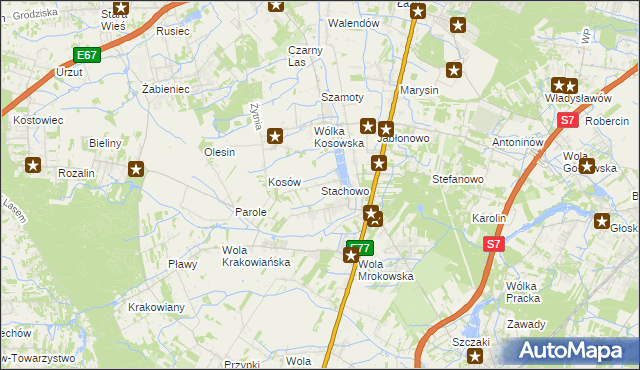 mapa Stachowo gmina Lesznowola, Stachowo gmina Lesznowola na mapie Targeo